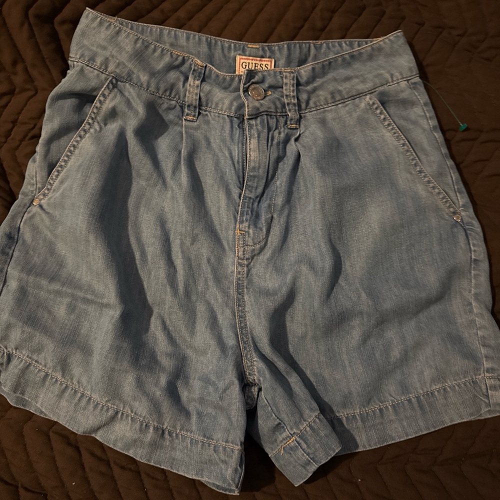 GUESS Light Wash Denim High-Waist Shorts